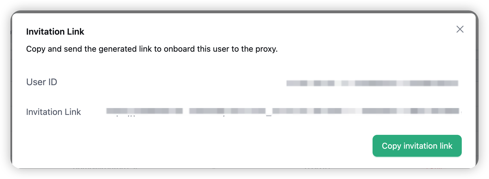 The generated invitation link — valid for 7 days, ready to share