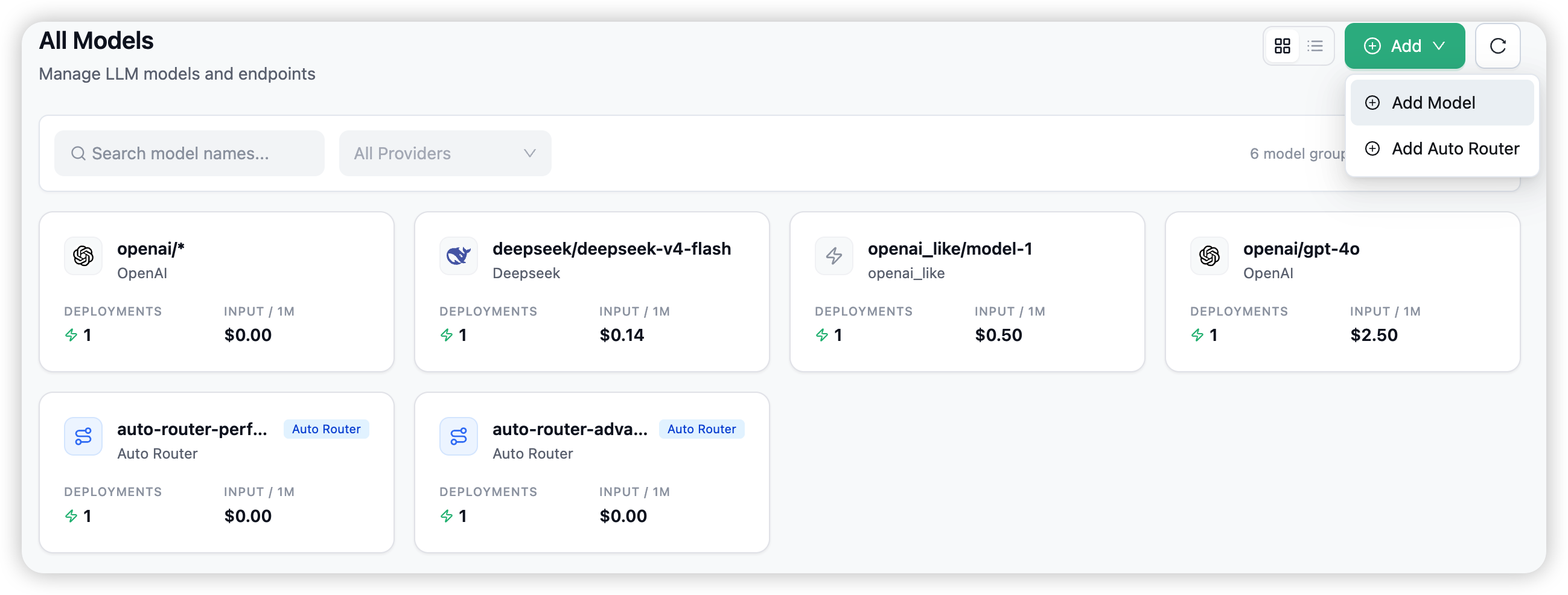 The Models page, with the + Add Model button